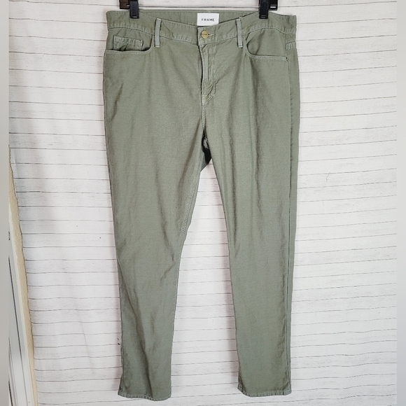 FRAME Le Garcon Slim Boyfriend Jeans in Washed Military, SZ 30 - Picture 2 of 14